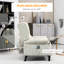 Fauteuil inclinable de salon avec massage par vibration et chaleur - repose-pieds simple à oreilles en tissu de lin blanc, poche latérale moderne, couleur