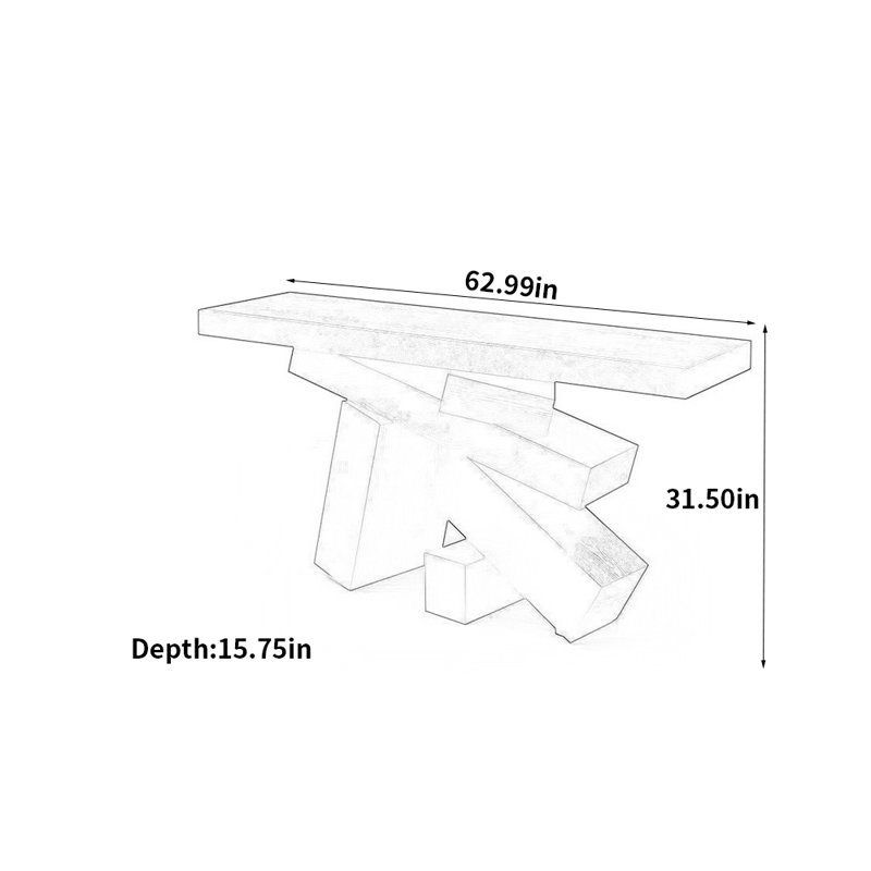 Comptoir d'entrée de style français, H 31,5 po x l 62,99 po x P 15,75 po