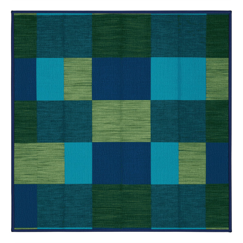 Tapis bleu à carreaux lavable à la machine, Carré 6 pi