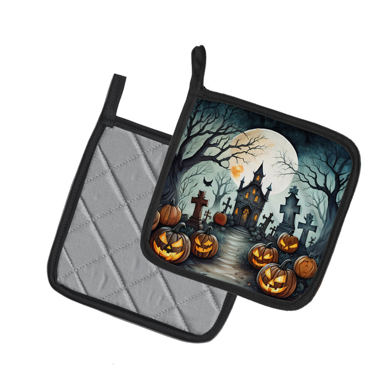 Paire de porte-casseroles Graveyard Spooky Halloween