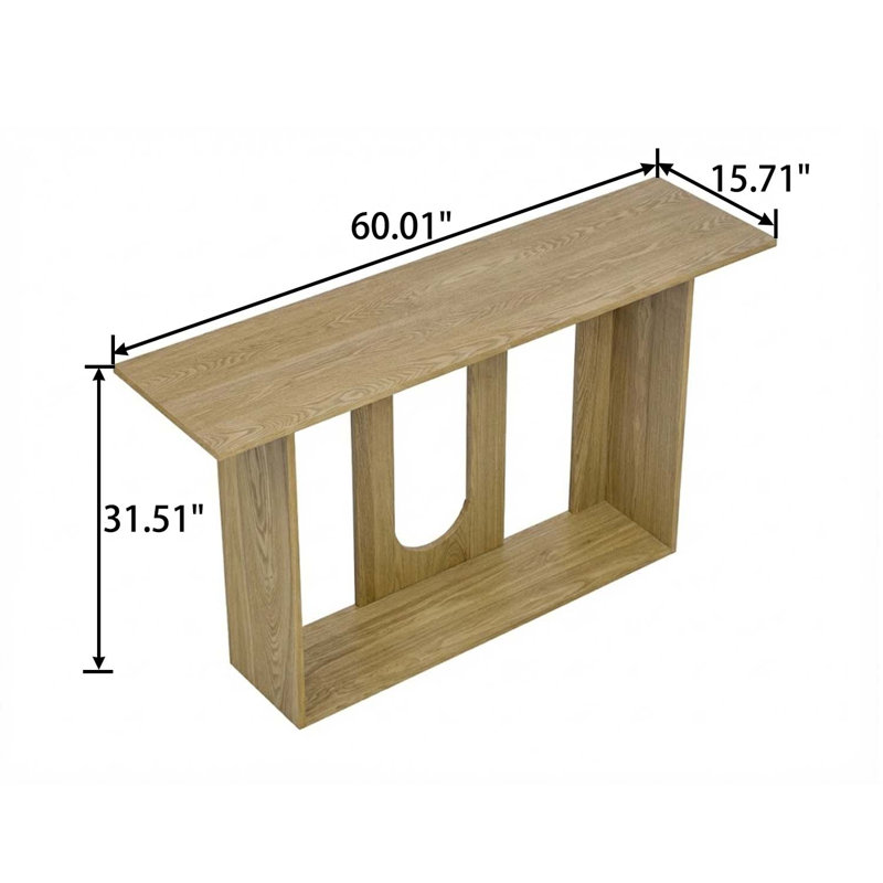 Console de conception moderne avec plateau rectangulaire, base sculpturale incurvée et tablette ouverte pour le vestibule, le couloir et les espaces de vie