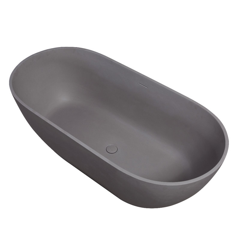 Baignoire d'ingénierie de surface solide de 63 po avec trop-plein et bonde escamotable