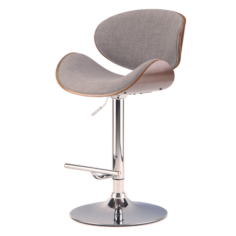 Tabouret de bar pivotant Bentwood, Gris, Brun