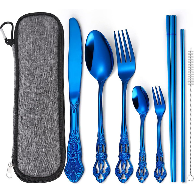 Ensemble de couverts House of Hampton® Eleese, Bleu