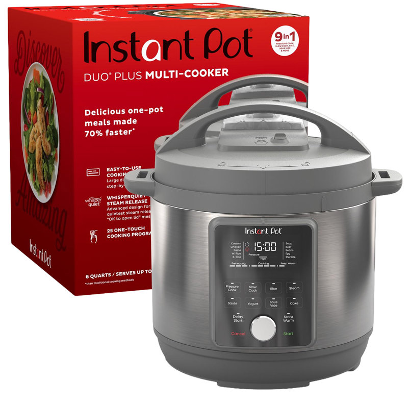 Instant Duo Plus Stainless Steel Digital Pressure Cooker 6 qt Grey, 13.43