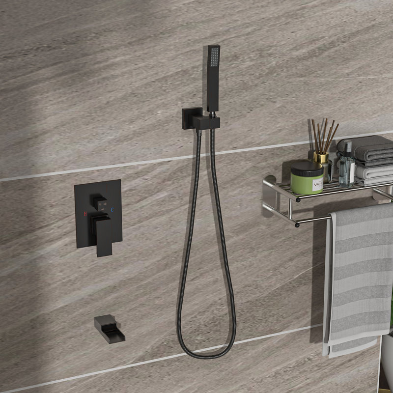 Système de douche avec fonction cascade - Plafonnier 12 po bronze huilé à 3 fonctions et soupape équilibrée à main - installation facile