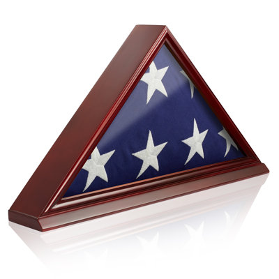 Reminded 13'' H x 24.75'' W Military Burial Flag Display Case - Cherry