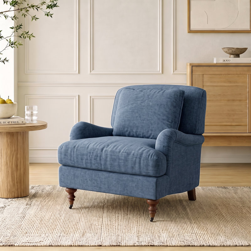 English Classic Roll Arm Chair, 1, Navy Blue, 29" W x 35" D x 33" H