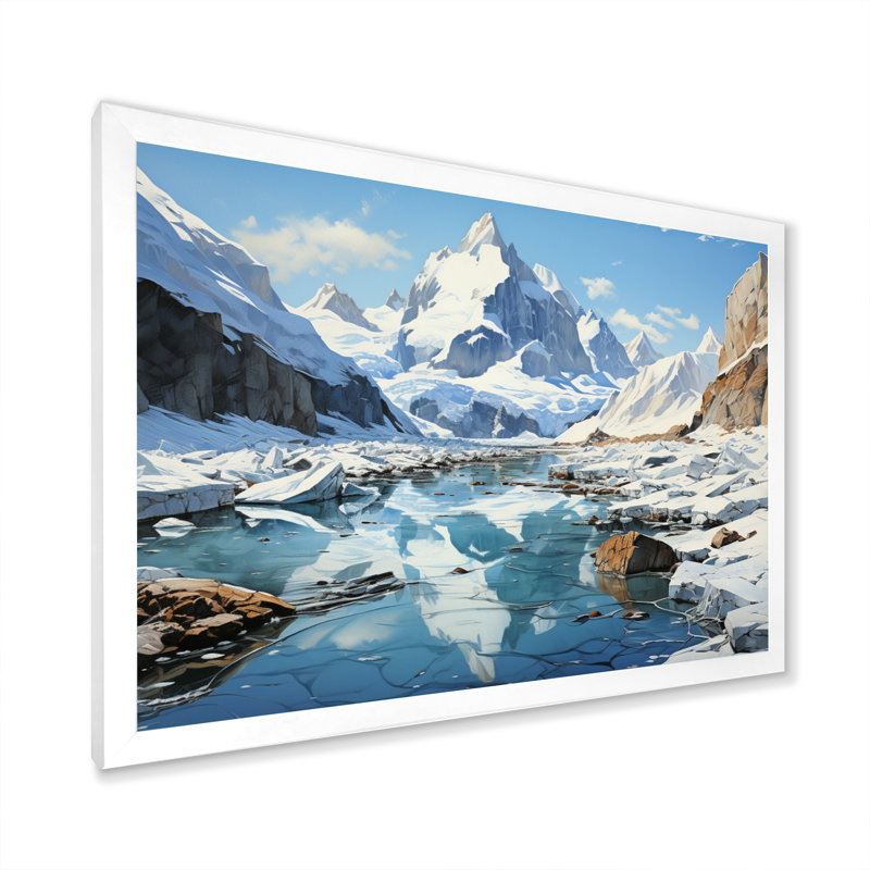 Biagiano Glacier Arctic Reflections - impression, Cadre simple blanc, H 30 po x l 40 po x P 1,5 po