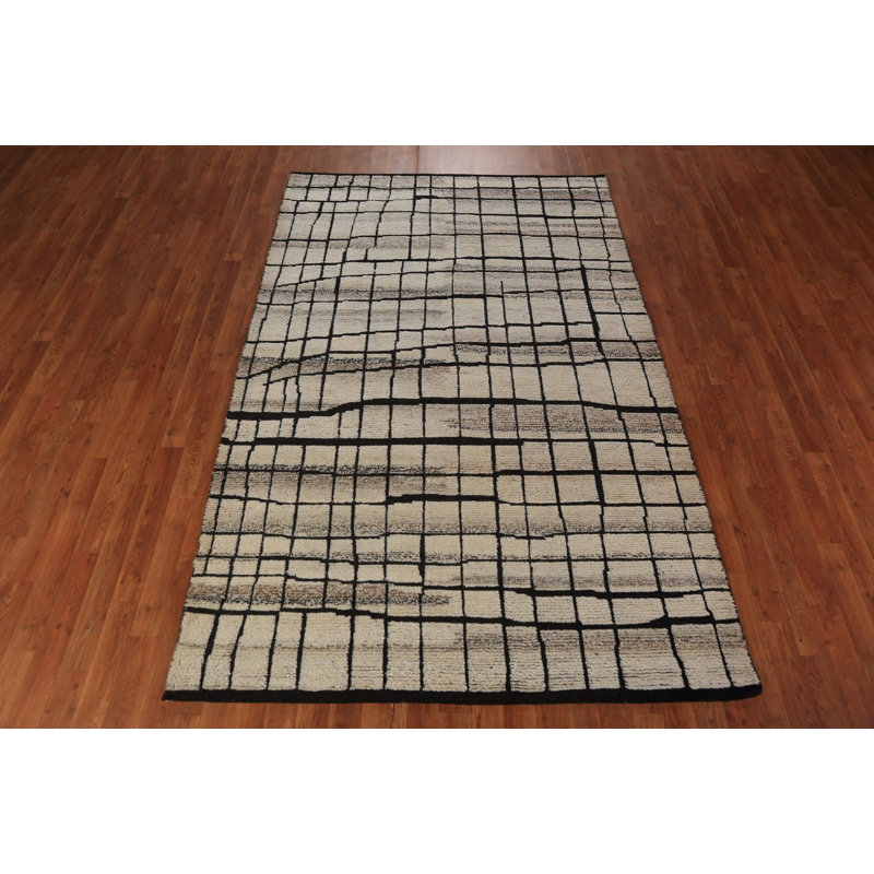 All-Over Wool Moroccan Modern Area Rug 5x8