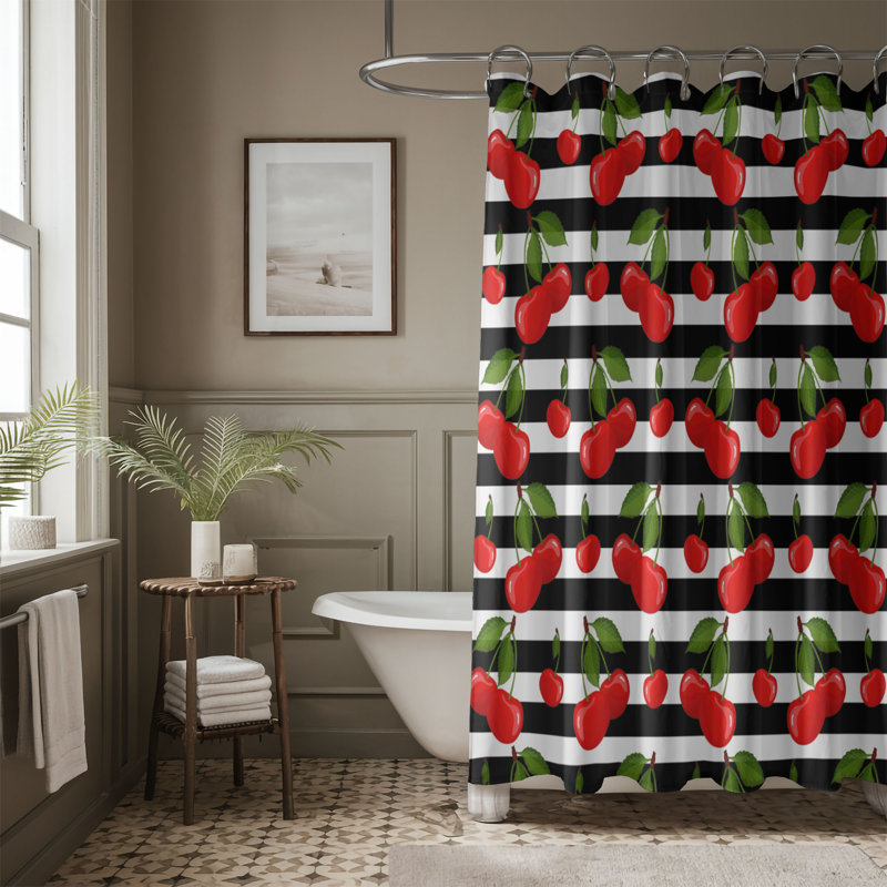 Rideau de douche 1 pièce Cherry Pop, H 74 po x l 71 po