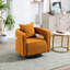 Fauteuils pivotants modernes, cuir bouclé caramel, piètement en métal, pour salon contemporain