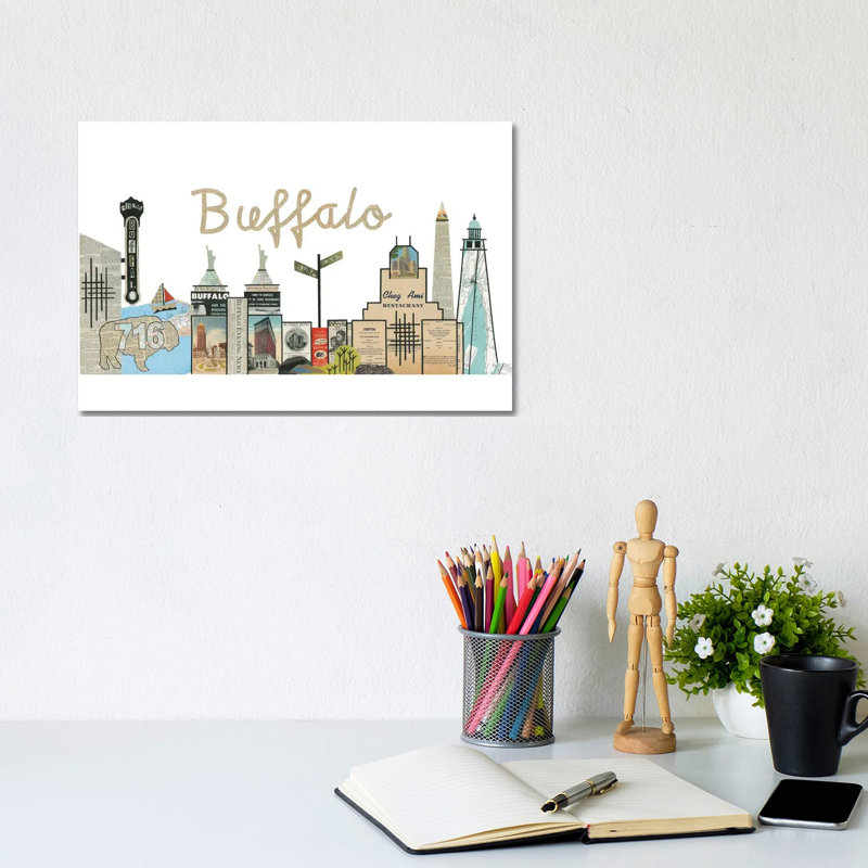 «Buffalo Skyline» par Paper Cutz - impression, H 8 po x l 12 po x P 0,75 po