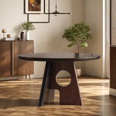 Table ronde tridimensionnelle rétro noire et brune