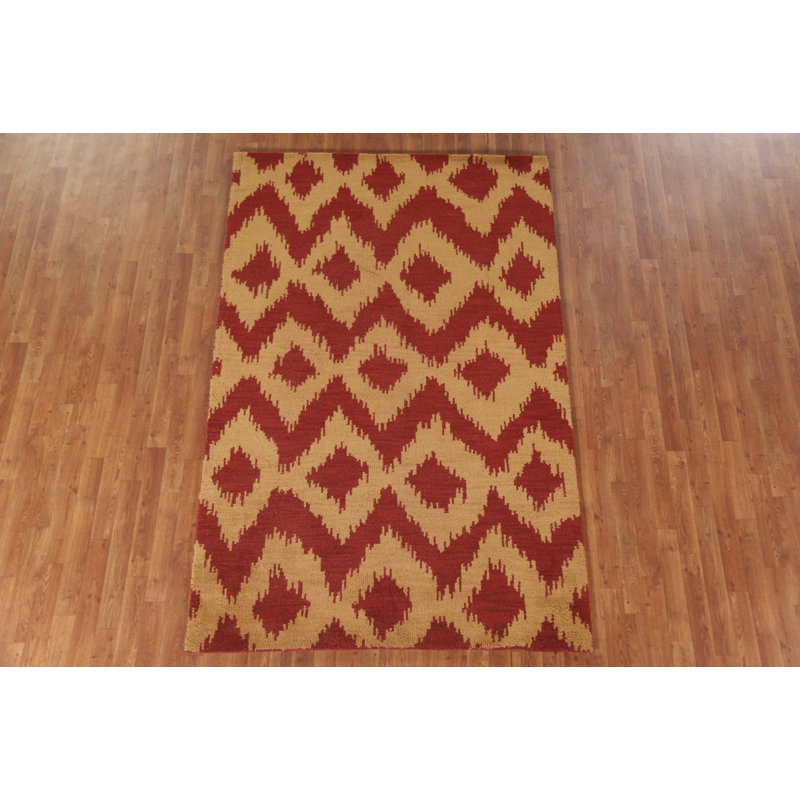 Tapis doré et rouge Gabbeh 5 x 8