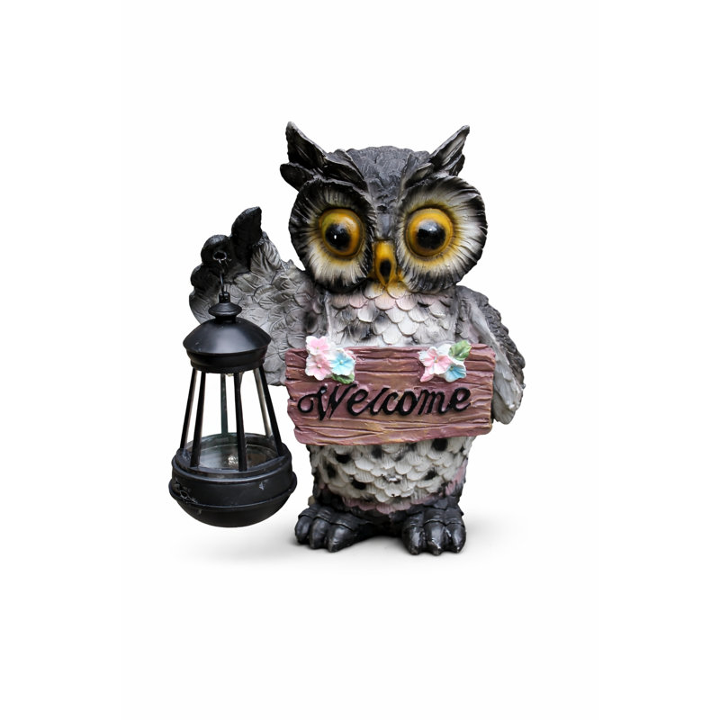 Solar Owl Garden Ornament with Lantern