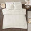 Ensemble d'édredon 3 pièces médaillon en chenille de coton capitonné blanc cassé / grand-131595159-131595161