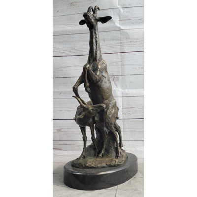 Figurine sculpture en bronze à deux gazelles