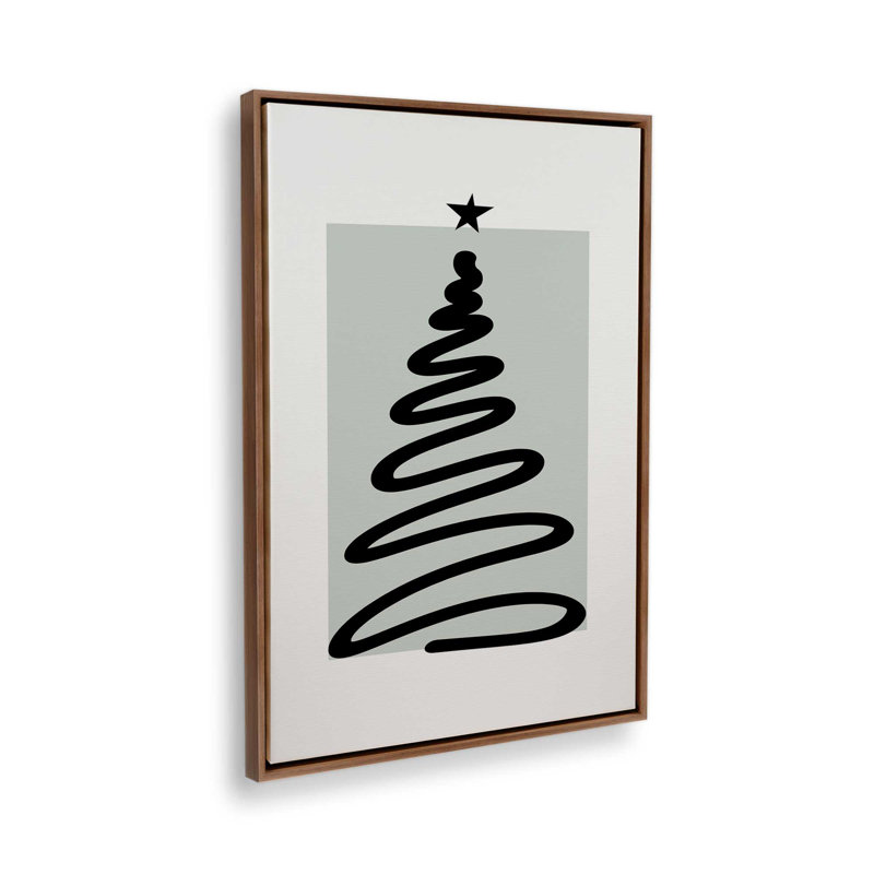 Arbre de Noël minimal, Noyer, Impression encadrée sans passe-partout, H 18,75 po x l 12,75 po