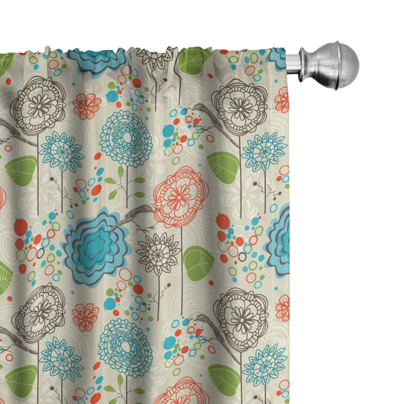 Floral Semi-Sheer Rod Pocket Curtain Panels, 28" x 95"