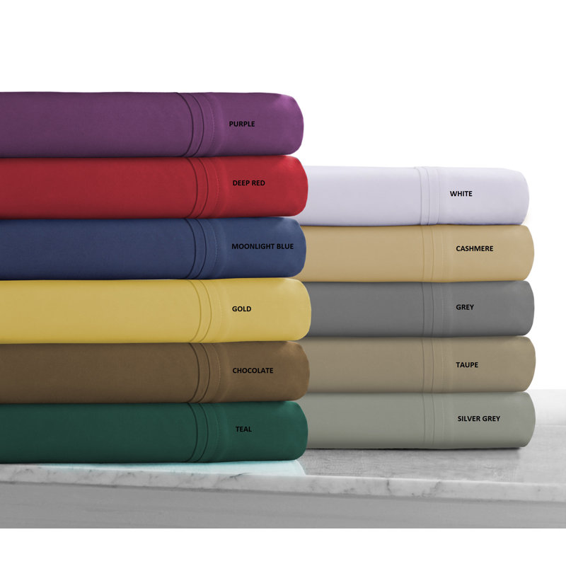 Microfiber Sheet Set, Queen Sheet Set + Fitted Sheet + 2 Pillowcases, Oxford Blue