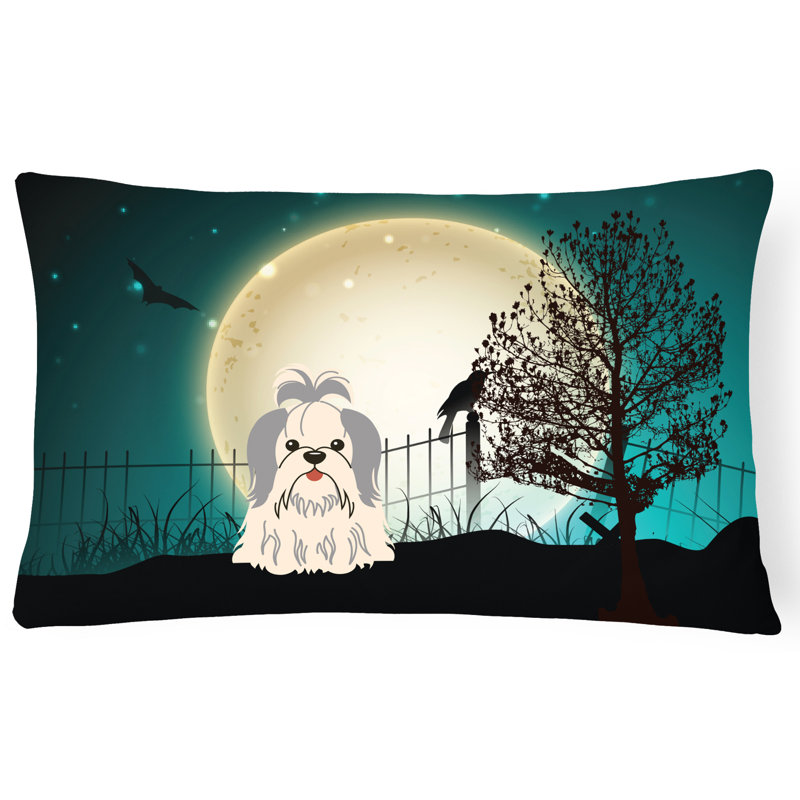 Coussin lombaire intérieur/extérieur Halloween, Argent/blanc