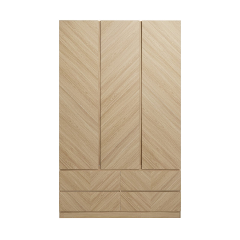 Kascha 3 Door Manufactured Wood Wardrobe, Oak