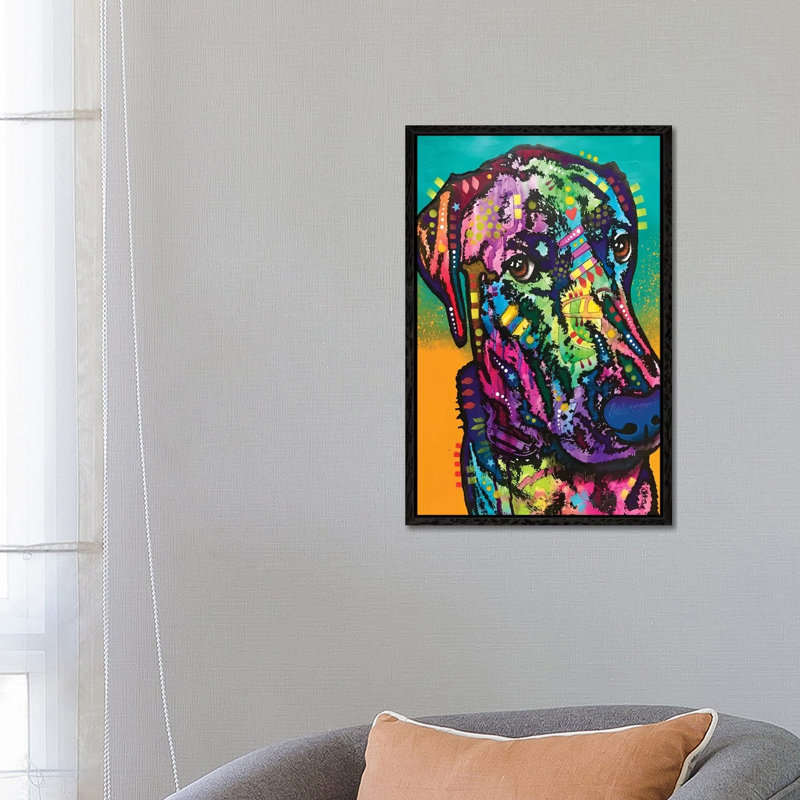 Never Me by Dean Russo - Painting on Canvas, 66.04cm H x 45.72cm W x 3.81cm D, Black Framed