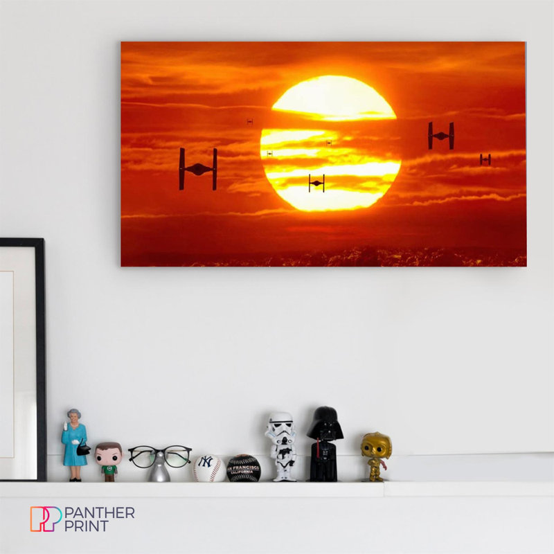 Fighter Planes In The Sunset - Wrapped Canvas Art Prints