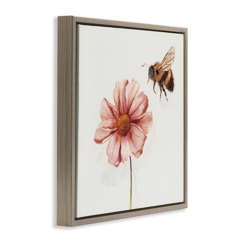 Cadre flottant Spring Pollination Bee, design par Cady, Cadre flottant orme Montalcino, H 18 po x l 18 po