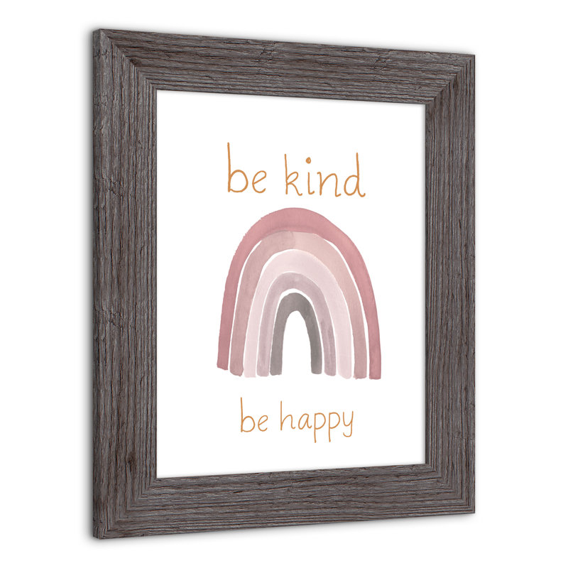 «Be Kind Happy», art encadré, H 14 po x l 11 po x P 0,75 po, Cadre gris