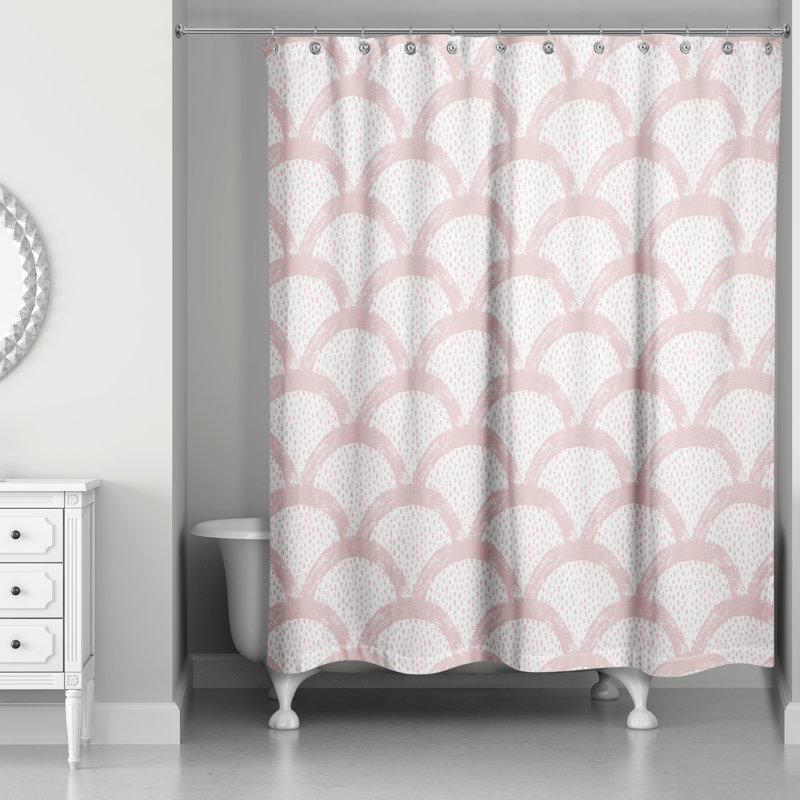 Rideau de douche simple géométrique Federick, Rose