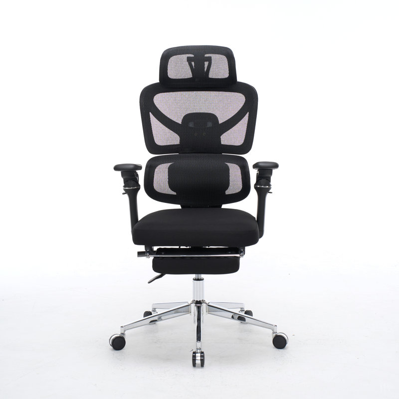 Fauteuil de bureau ergonomique avec support lombaire à massage, appui-tête 4D et accoudoirs 5D, dossier réglable haut et profondeur d'assise