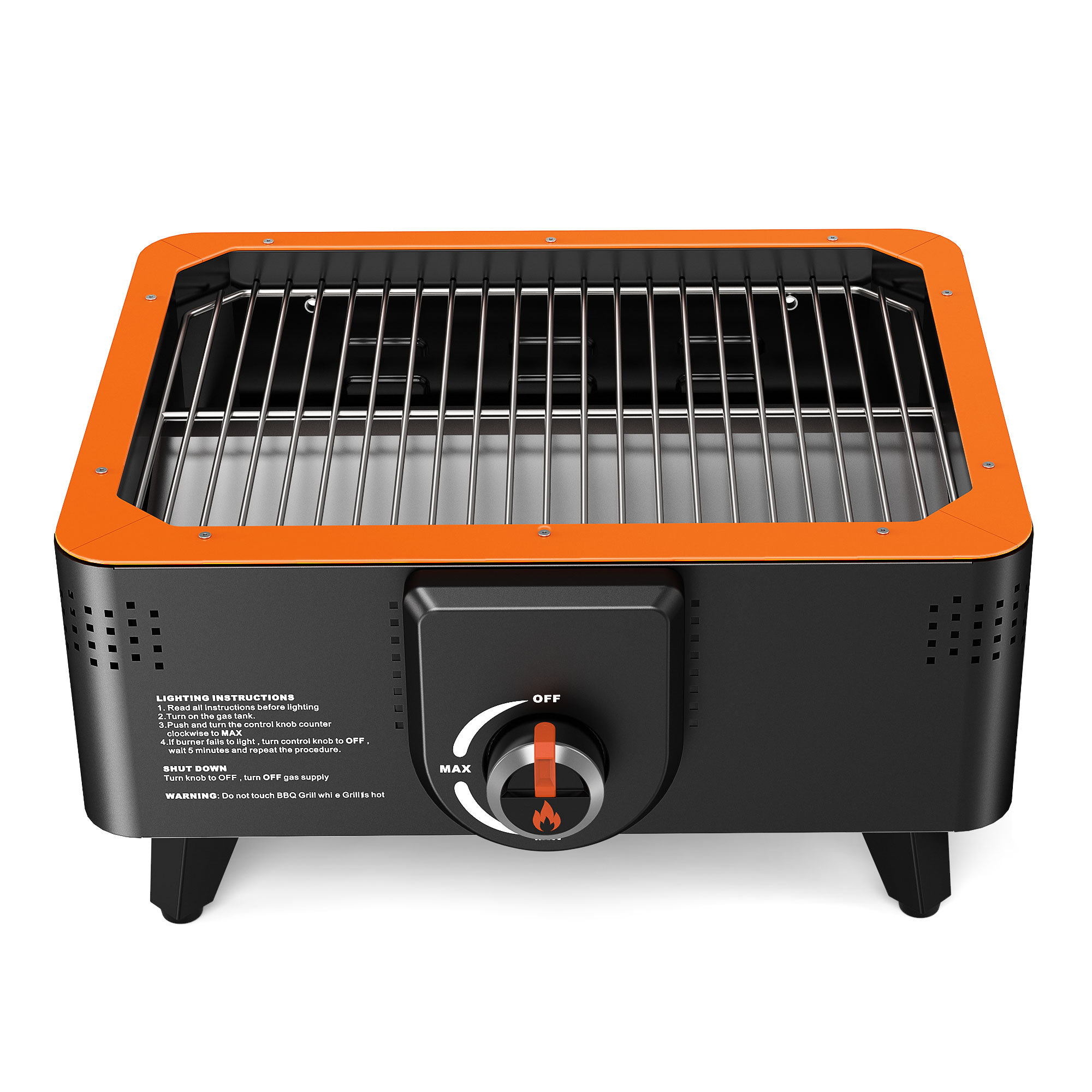 Portable Gas Charcoal 2 in 1 Grill Complete w Gas Regulator and Adaptor Ideal for Outdoor BBQ