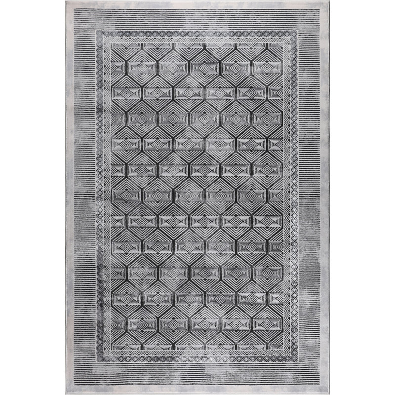 Marissa Collection Grey Geometric Transitional Area Rug, Rectangle 5'2" x 7'5"