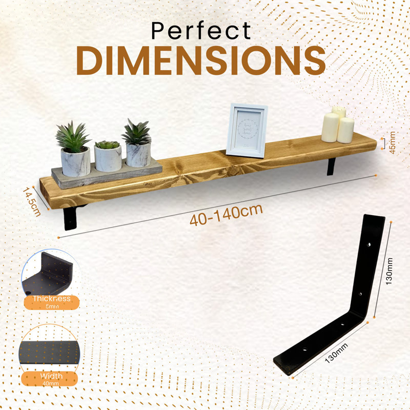 Ryesha Wood Radiator Shelf, Dark Oak, 4.5cm H x 100cm W x 14.5cm D