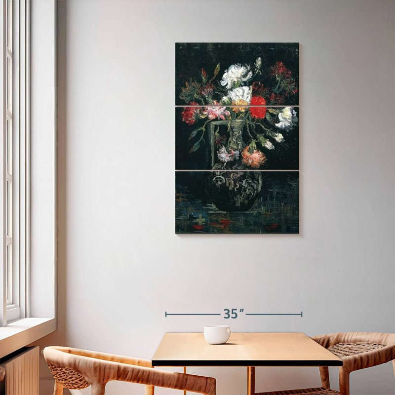 Vase With White And Red Carnations, 57" H x 36" W