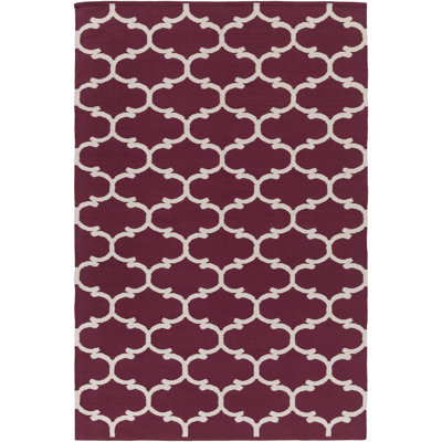 Tapis mauve/ivoire à tissage plat Ayles