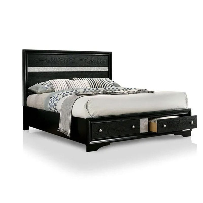 Lit de style contemporain avec tête de lit grand lit 1pc avec meubles de chambre à coucher