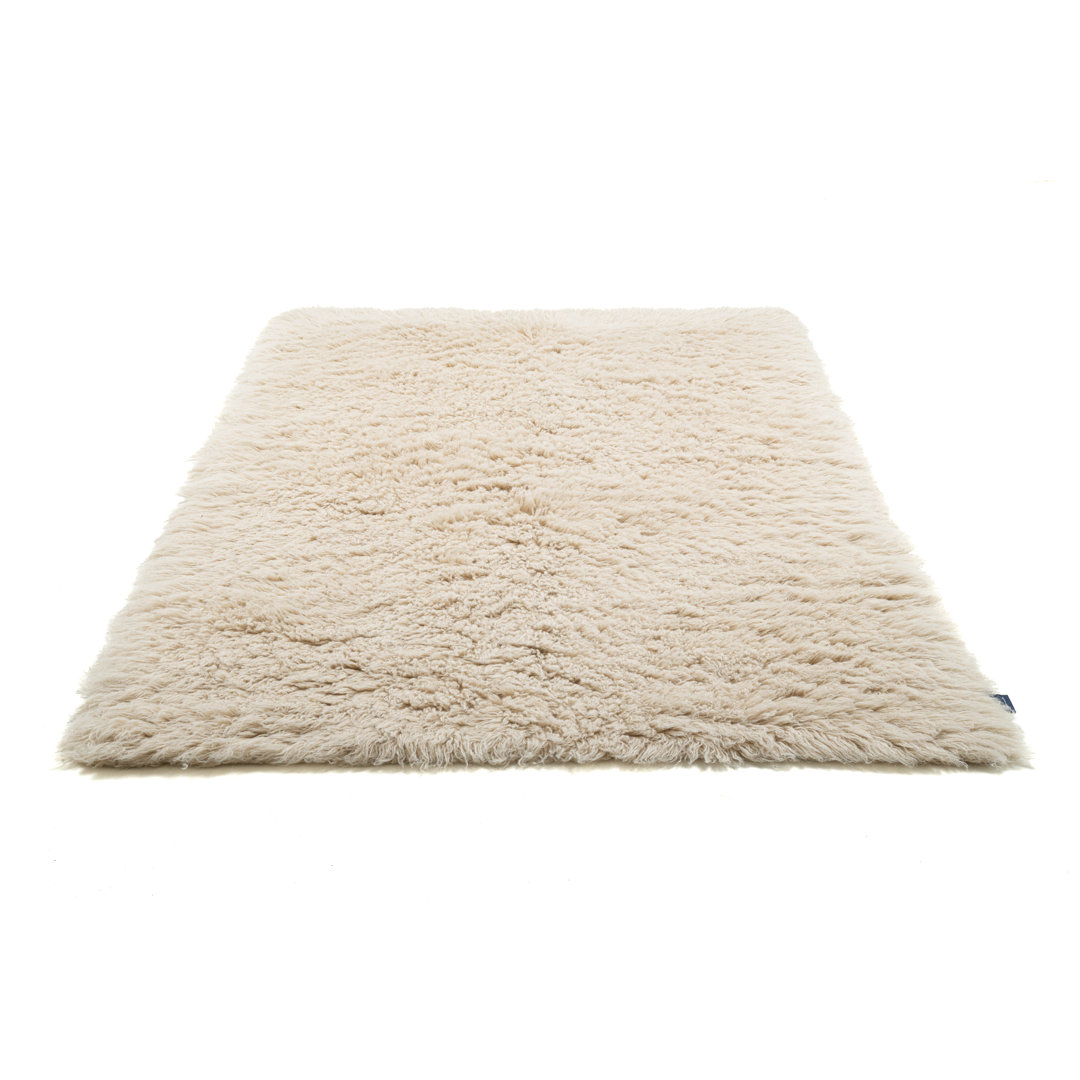 Flauschiger, Handgewebter Flokati-Teppich Aus 100% Schurwolle, Beige