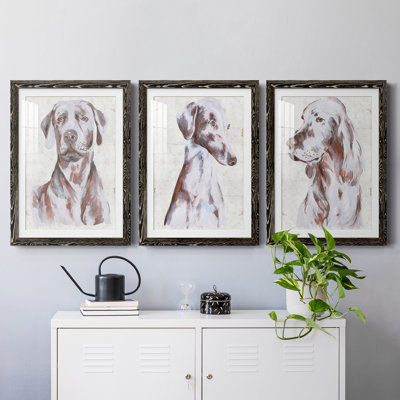 Chien assis I Premium encadré mat - prêt à être accroché