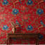 Papier peint floral, oiseau décoratif rouge