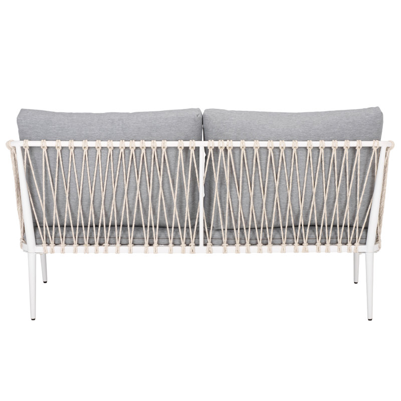 Causeuse de patio en corde Dante, Blanc / Gris