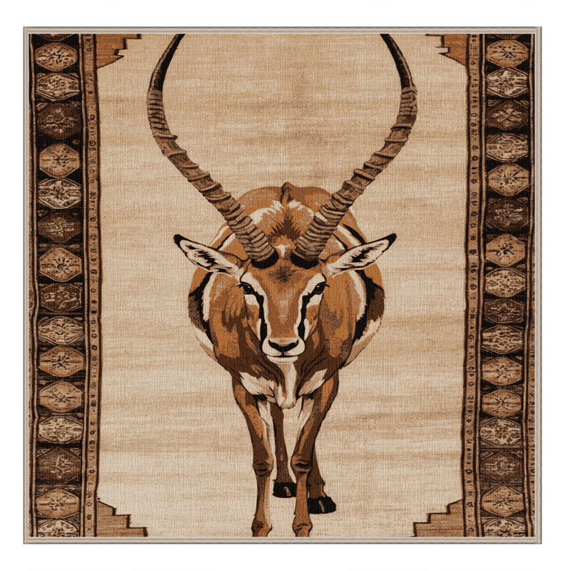 Washable Arabian Oryx Wildlife Area Rug, Square 8'