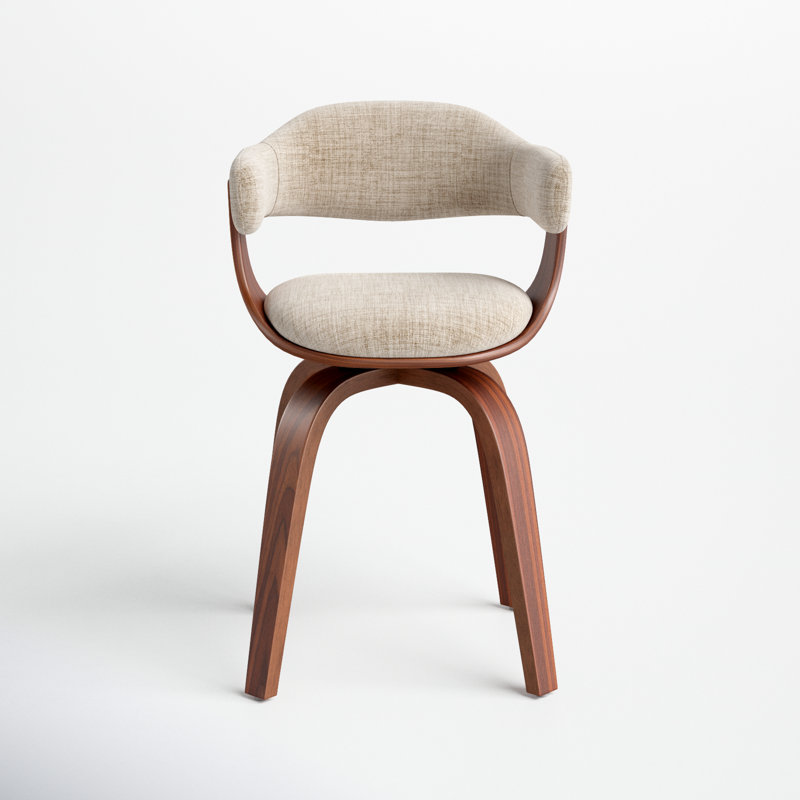 Fauteuil pivotant rembourré en tissu Alamgir, Crème