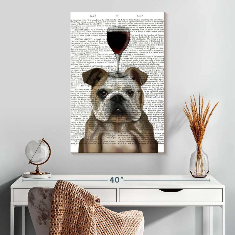 Bouledogue anglais au vin Brampt Dog, H 30 po x l 20 po