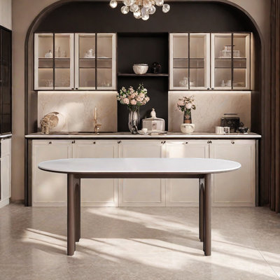 Oval Solid Wood Base Dining Table