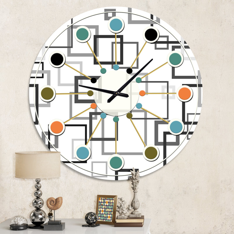 Abstract Abstract Design II - horloge murale moderne Mid-Century, Moyenne