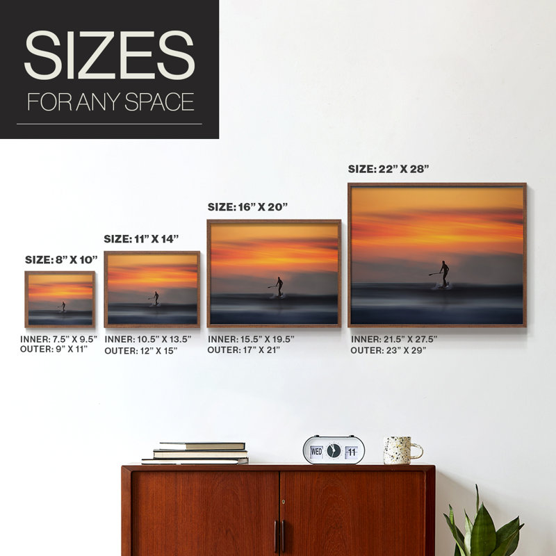 Lone Rider -Framed Print - Restickable, 8" H x 10" W, Walnut