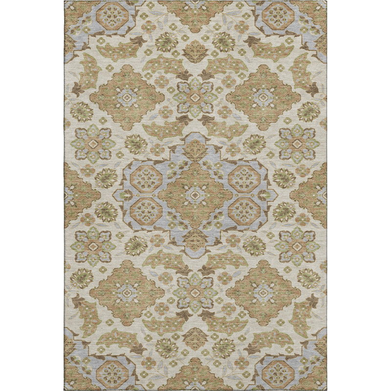 Premium Machine Washable Xamiera AMF1853 Global Rug, Rectangle 9' x 12'